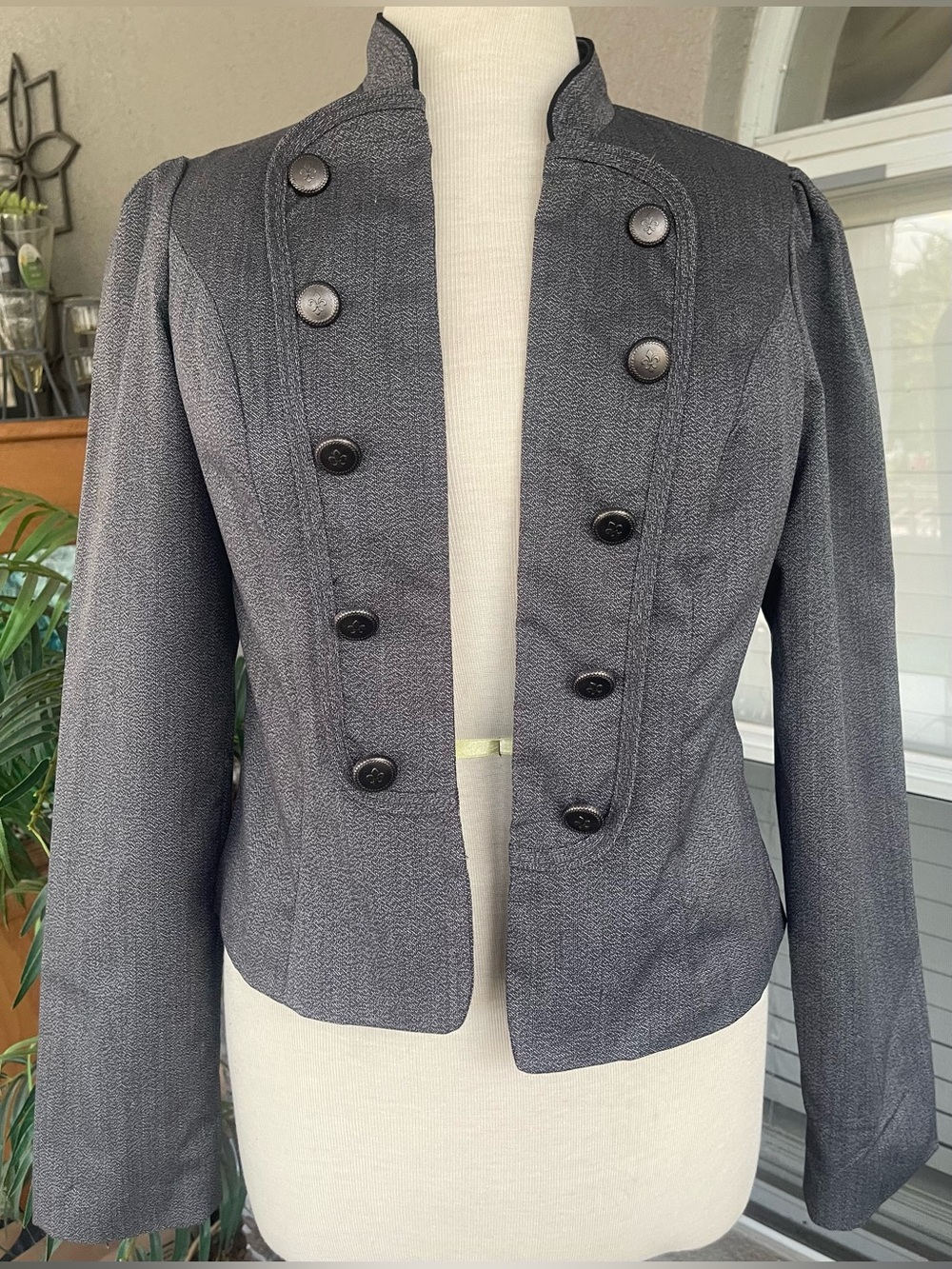 Heart Soul Women's Double-Breasted Charcoal Gray work Blazer